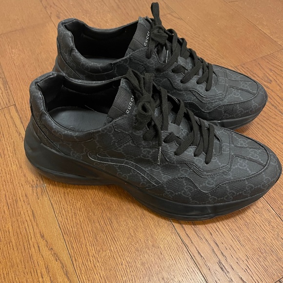 Gucci Black Rython Monogram Sneakers - Picture 4 of 6